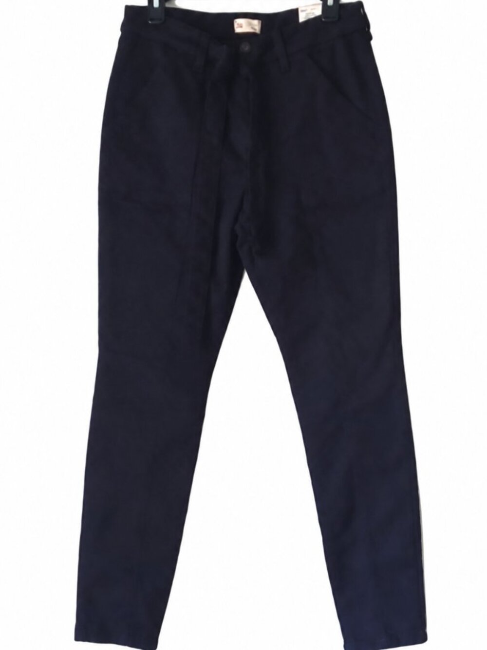 Size 11 black pants. "High Rise Jeggings" with button, zipper and belt closure.
